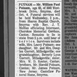 Obituary for William Paul Putnam